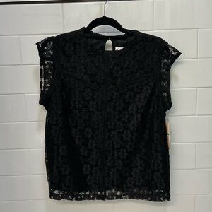NWT Nanette Lepore Black Lace Blouse